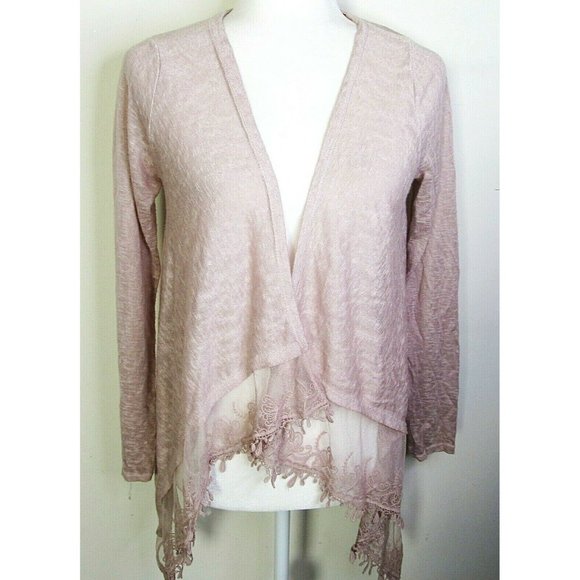 LUNGO LARNO Dusty Rose/Pink MADE IN ITALY Waterfall Front Sweater/Cardigan SZ S - Picture 3 of 7